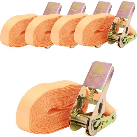 5x Profi Ratschen Spanngurt Spanngurte Zurrgurt 1-tlg 6m 0,8t 0,8to 800 kg TÜV/GS ORANGE (1/2)