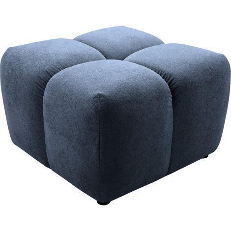 MARIA - Pouf en tissu lisse Bleu 71x71x44cm (1/5)