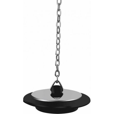 Drain plug, universal bathtub plug with long metal ball chain and hanging ring, chrome-plated rubber sink plug, replacement filter (1/5)