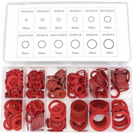 Faserscheiben-Sets, 600 Stück, rotes Stahlpapierfaser-Flachscheiben-Set, Isolierscheiben-Sets (1/4)