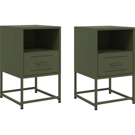 Maison Exclusive - Nachttische 2 Stk. Olivgrün 36x39x60,5 cm Stah