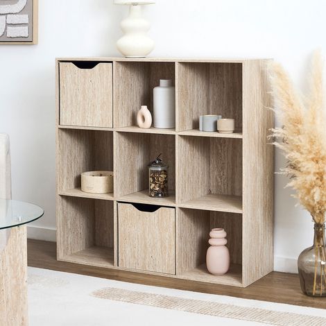 Rangement Modulable 9 Cases - HOME DECO FACTORY - Pietra - Modulable - Polyvalent - Blanc et Beige (1/5)