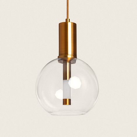 Lámpara Colgante LED 5W Metal y Cristal Ludvika Dorado