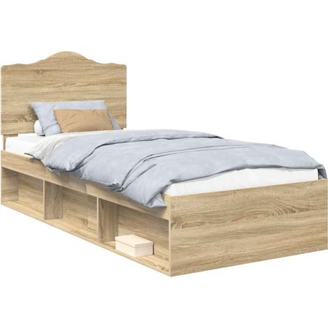 Struttura del letto Rovere Sonoma 75 x 190 cm Pino massello vidaXL