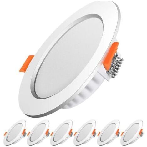 LED Recessed Spotlights, Extra Slim 5W 500 Lumens 50W Incandescent Equivalent, Round Ultra Slim Cool White 6000K 230V Recessed Ceiling Light for Bathroom Kitchen Living Room Hallway, Set of 6 [E (1/4)