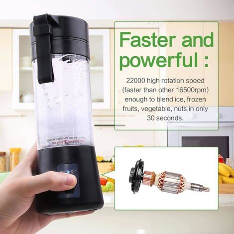 Mixeur Portable - 380 Ml - 20000 Tr Min - Batterie Rechargeable 2x1500 Mah - USB C - Pour Smoothies Et Shakes (1/5)