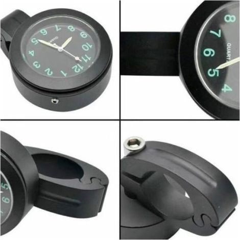 Horloge De Guidon - étanche Et Antichoc - Pour Moto Et Vélo - Compatible 7/8 à 1 Pouces - Avec éclairage Nocturne Et Tapis Antidérapant - 1 Pièce (1/5)