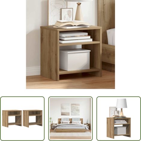 vidaXL Mesitas noche 2 uds madera ingeniería marrón roble 40x30x40 cm (1/5)