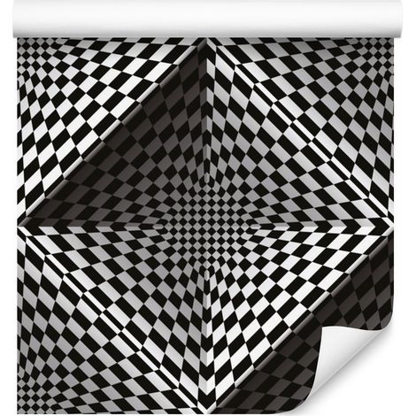 Papel pintado geométrico 3D con cuadrados para salón y dormitorio, 50x1000 cm. (1/5)