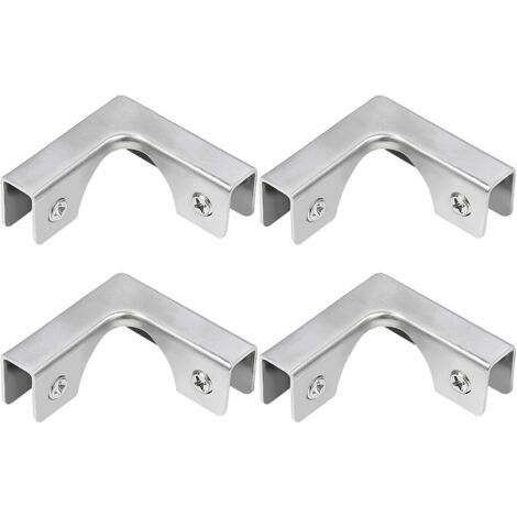 Pince à Verre, 4 Pièces de Connecteurs en Verre en Acier Inoxydable en Forme de L, Supports de Fixation à Angle Droit pour Fixation d'Aquarium Sans Bord Armoire, Pour Verre de 5 à 8 mm (1/5)
