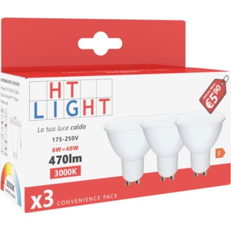 Alca power gu10 6w 175-250v 470lm 3000k lampadina dicroica led box da 3pz (1/3)