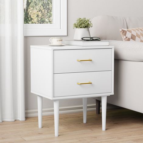 Comodino 50x37x67cm elegante struttura in legno MDF per camera bianco per soggiorno e camera da letto (1/4)