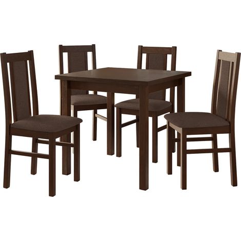 Conjunto de mesas y sillas para comedor Victorville 310, Nuez, 78x80x80cm, Diámetro: 0, Número de asientos: 4, Estilo: Contemporary