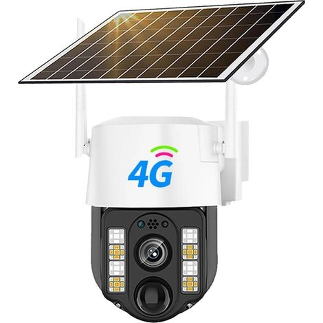 Caméra Solaire 4G/WiFi extérieure étanche IP Camara PIR détection Humaine CCTV sécurité Protection Batterie intégrée avec Panneau Solaire(4G Camera No Card) (1/5)