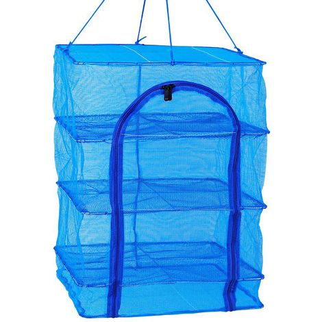 Housse filet séchage pliable rack 3 étages avec clips zinc/PE 40x40x66cm pour aliment