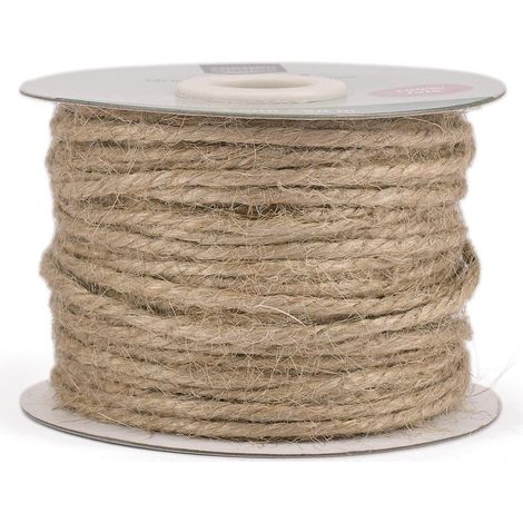 Ficelle Jute 3 mm x 50 m - Corde Naturelle Fine pour Jardinage, Extérieur, Emballages Cadeaux et Décoration Mariage Bohème (1/3)