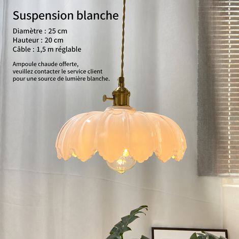 Suspension Rétro Vintage LED Lumière Chaude modèle suspension tout en cuivre blanc laiteux 3 kg – Livraison gratuite