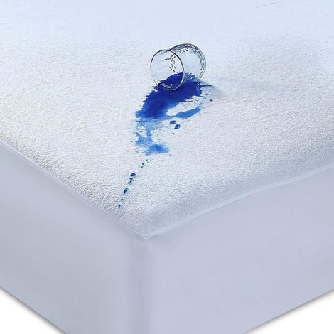 Protège-matelas imperméable double (35 cm), jupe extensible extra profonde, non bruyante, en tissu éponge (140 x 200 cm) (1/5)