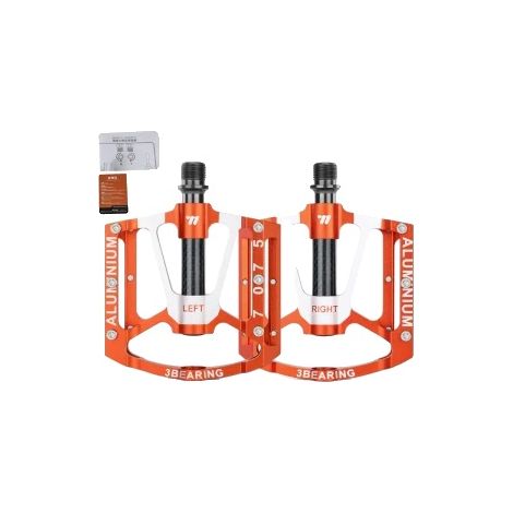 Pedales de bicicleta, aleación de aluminio ultraligera, diseño suave de 3 rodamientos, color naranja. (1/2)