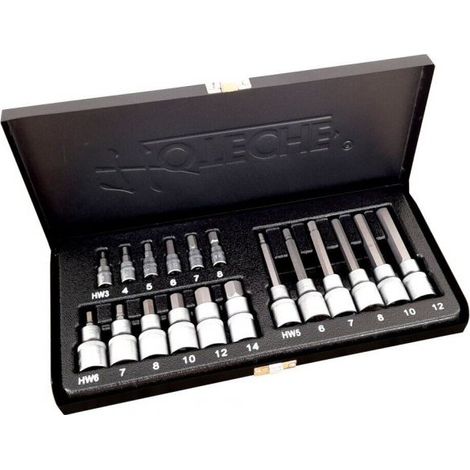 KIT SET INSERTI CHIAVI 18 PZ BUSSOLE CHIAVI ESAGONALI 1/4" 1/2" in valigia 203201