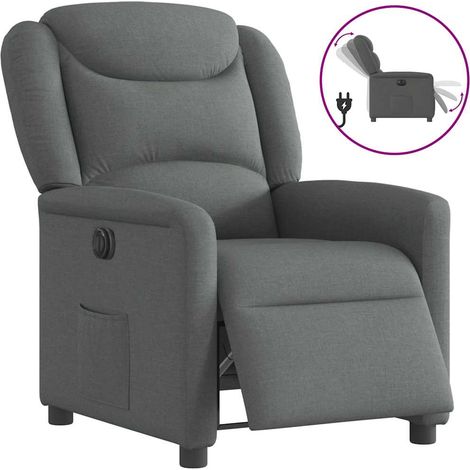 Sillón reclinable eléctrico de tela gris oscuro