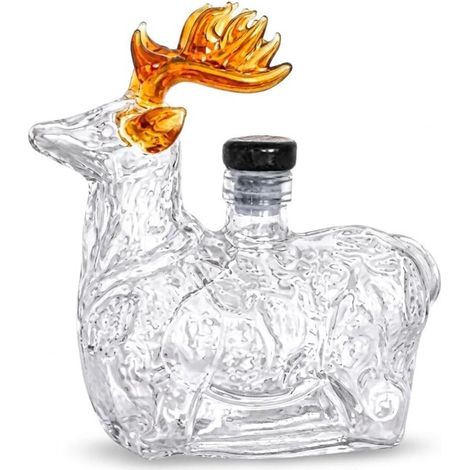 Decanter per whisky 3D, opera d'arte in vetro soffiato a mano, bottiglia per liquori, decorazione da bar (alce) (1/5)