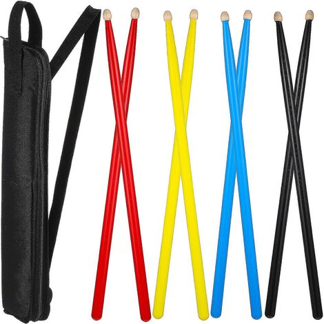 4 paires de baguettes de batterie en bois d'érable, antidérapantes, pour débutants et professionnels.-40.00X1.20X1.20CM
