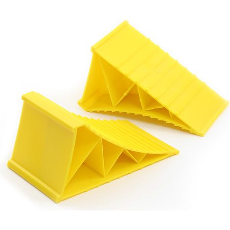 Wiltec 2x Cunei fermaruota 220x125x100 mm Cuneo blocca ruota in plastica per rimorchi e camper (1/5)