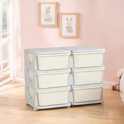 Tour de rangement enfant 6 tiroirs empilables pour chambre en PP (1/5)