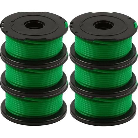 Lote de 6 bobinas de hilo para desbrozadora Black and Decker GL7033, GL8033, GL9035, 6 m (1/4)
