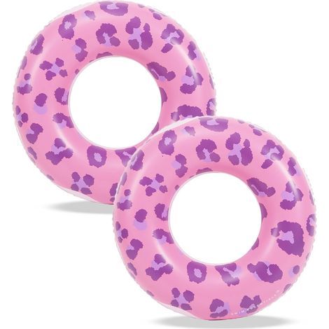 Bouée gonflable pour adultes 90 cm - Bouée de natation en vinyle robuste, motif léopard (1/5)