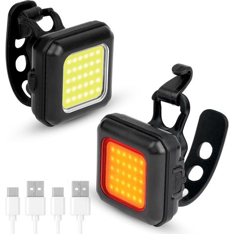 IPX6 waterproof front and rear LED bike light, ultra-thin and USB rechargeable, ideal for mountain biking, cycling and night riding. (1/4)