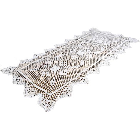 Chemins de table en dentelle blanche au crochet, napperon en fil de coton blanc 50/100 (1/5)