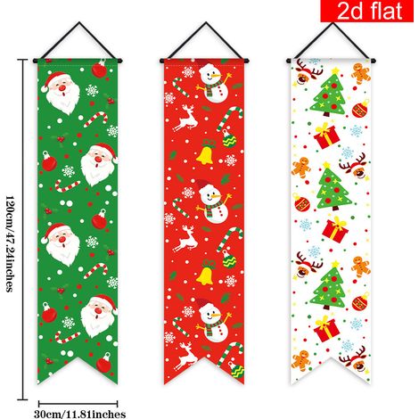 Nouveau rideau de porte décoratif de Noël 2027 avec motif Père Noël à trois couplets - 30 x 120 cm - Style 14