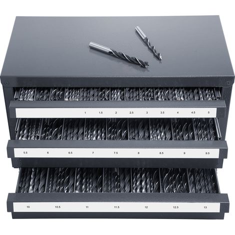 Mophorn Dispensador de Brocas 29 Compartimentos Etiquetados Caja de Almacenamiento de Brocas 1-13 mm con 3 Cajones Estuche de Taladro Vacío 37,5x20x20 cm Apilable Fácil Identificación para Taller Broc (1/5)