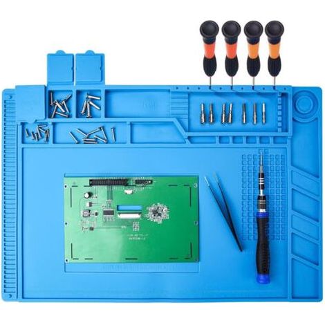 450 300mm Tapis à Souder en Silicone avec Magnétique Section Coupe vis Encoches, Tapis de Réparation, Station de Réparation de Soudure, Plate-Forme de Maintenance