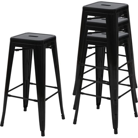 4x sgabelli da bar dal design industriale in metallo nero impilabile 040005227