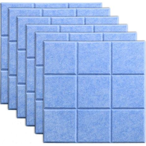 Lot de 6 tableaux mémo en feutre autocollants, coloris bleu ciel, format 30 × 30 cm (1/4)