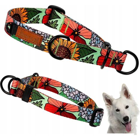 Collier pour chien Ukory HALF-CHAIN, réglable, 32-43 cm, à motif floral (1/5)