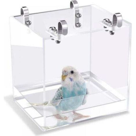 Baignoire pour oiseaux avec crochets de suspension pour petits oiseaux, perroquets, inséparables, canaris(13x11x13CM)-DOU