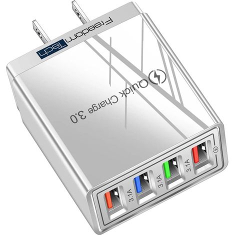 Chargeur USB Cube - 4 Ports - 5 1 A - Prise Murale Universelle 100-240 V - Pour iPhone iPad Samsung Galaxy Et Autres Appareils USB (1/5)