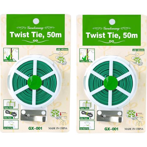 Attaches de Jardin pour Plantes Cravates en Fil de Plantes Lien de Soutien de Plante Multifonctionnel avec Coupe pour Organisation de Jardinage à Domicile 2 Rouleaux 100m (Vert) (1/5)