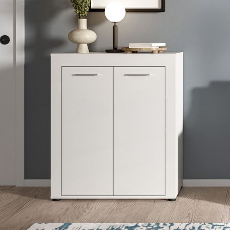 Meuble à chaussures 2 portes 80x35x95 cm blanc - JAMO (1/5)