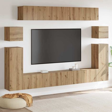 vidaXL TV-Einheiten Wandmontiert 4 pcs Artisan-Eiche Holzwerkstoff (1/5)