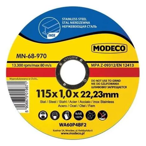 Home Tools MN-68-971 Mola abrasiva in acciaio inox 125 x 1,0 x 22,23 mm - 50 pezzi.