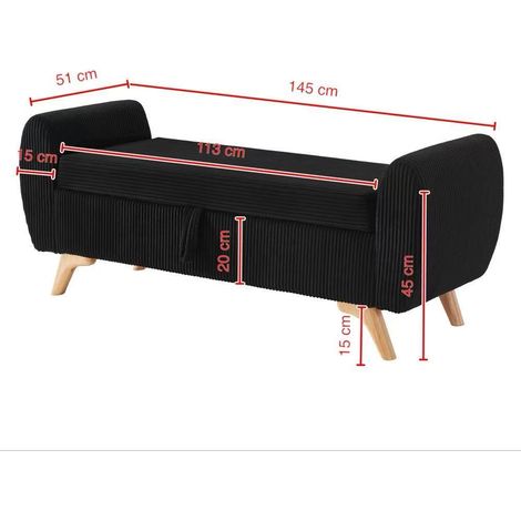 Klappbare Cord-Sitzbank mit Stauraum & Holzbeinen – 145×51×57 cm, für Schlafzimmer, Wohnzimmer & Flur (1/5)