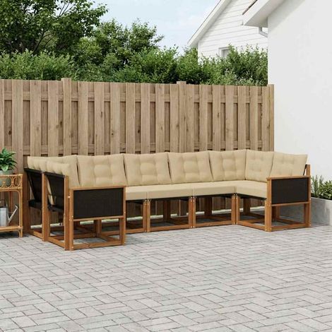 vidaXL Ensemble de canapés d'extérieur 7 pcs Naturel et Beige (1/5)