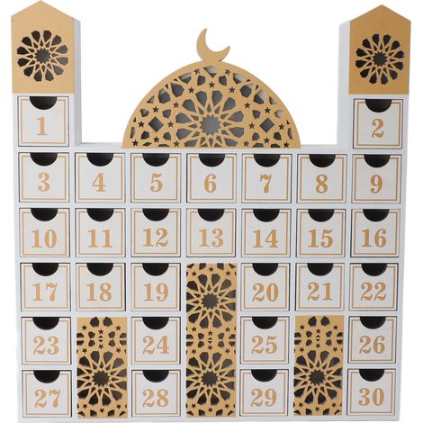 Adventskalender aus Holz mit LED-Beleuchtung und Countdown für Ramadan, ideal zur Feier von Eid (JM01507) (1/5)