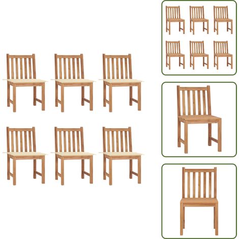 Gartenstühle 6 Stk. mit Kissen Massivholz Teak - Teakholzgartenstühle - Gartenstühle Set - Outdoormöbel - Esszimmerstühle - Balkonmöbel (1/5)