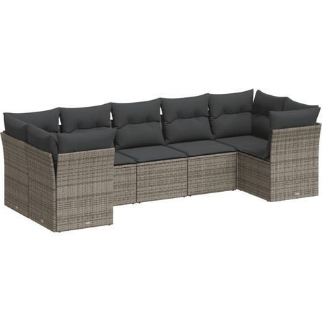 Maison Exclusive - 7-tlg. Garten-Sofagarnitur mit Kissen Grau Pol
